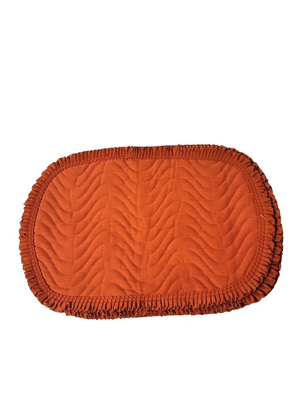 Placemats 12 Town & Country Vintage Quilted Orange Ruffled Placemats New & Used